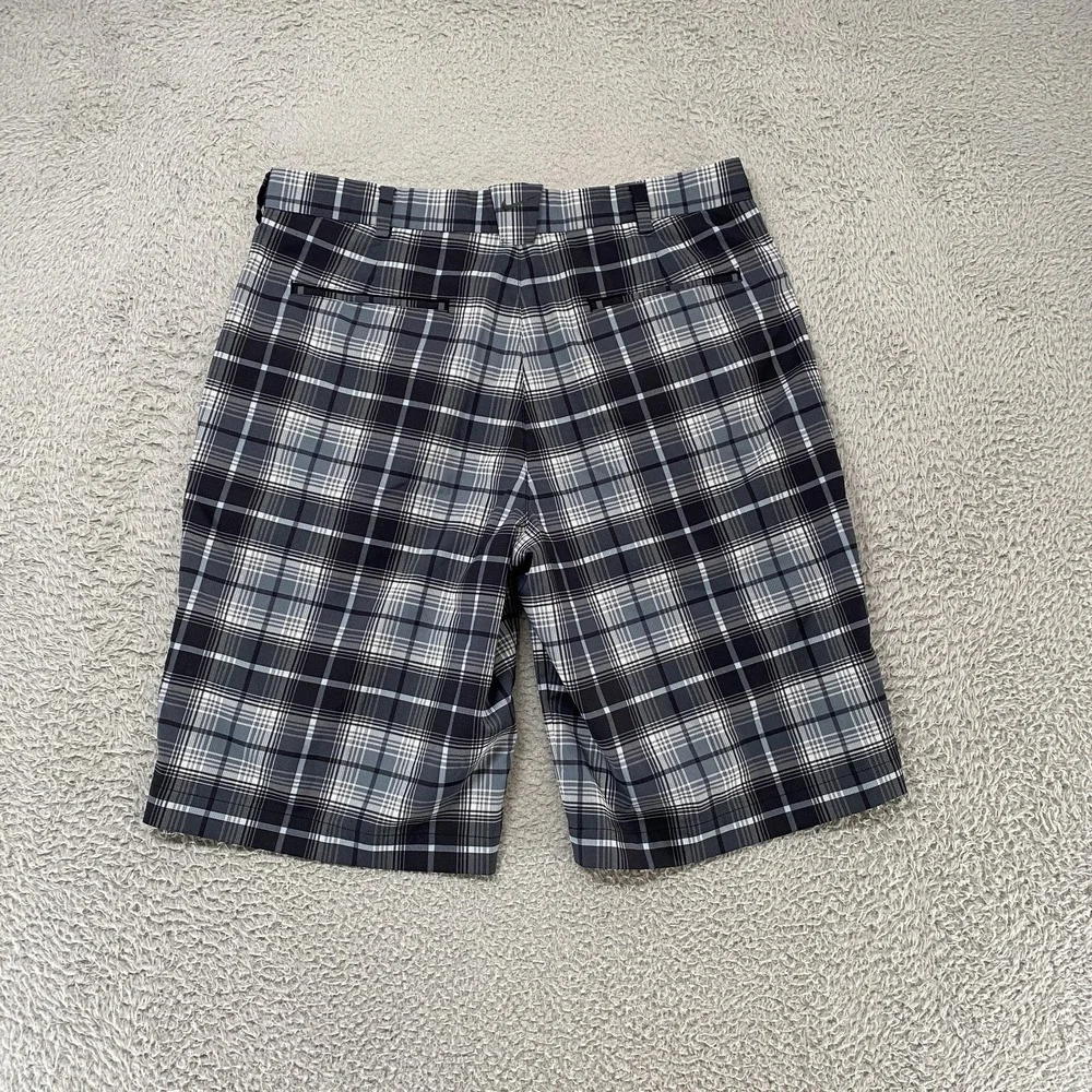 Nike Golf Shorts Mens 34 Gray Plaid‎ Dri-Fit Bermuda Golf 12 Inch Stretch